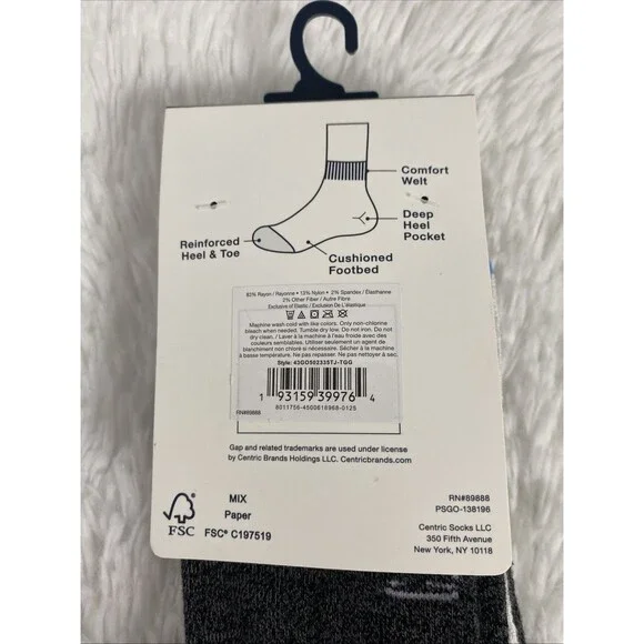 GAP Men’s Premium Cushioned Quarters Socks 4 Pairs Shoe Size 6-12 Beige Charcoal - Picture 4 of 8